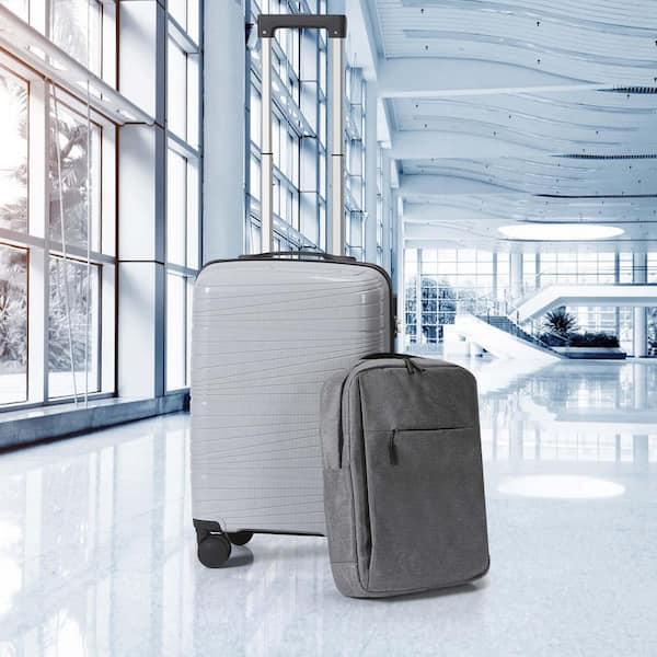 HIKOLAYAE 2-Piece Gray PP Hardside Carry-On Spinner Luggage Set