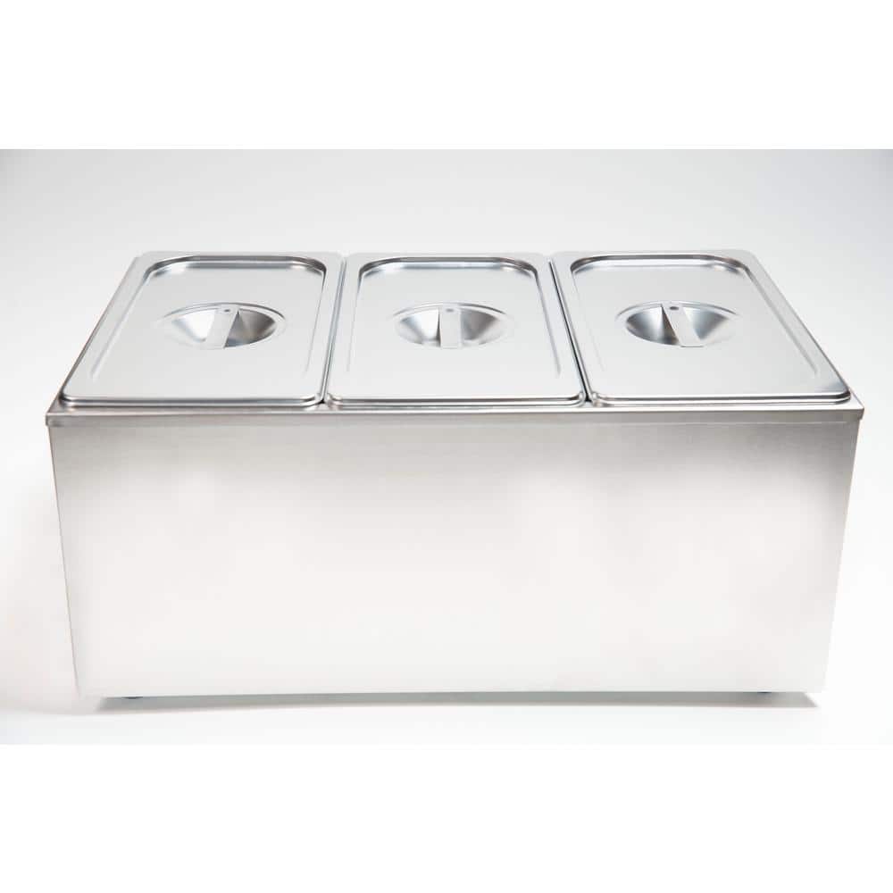 Commercial Grade Stainless Steel Bain Marie Buffet Food Warmer Steam Table for Restaurants, 3-Sections
