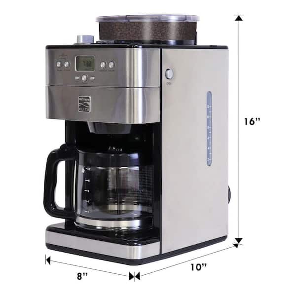 skyehomo 12 Cup Drip Coffee Maker with Built-in Burr Coffee Grinder, Programmable Coffee Machine with Timer, Glass Carafe, Re