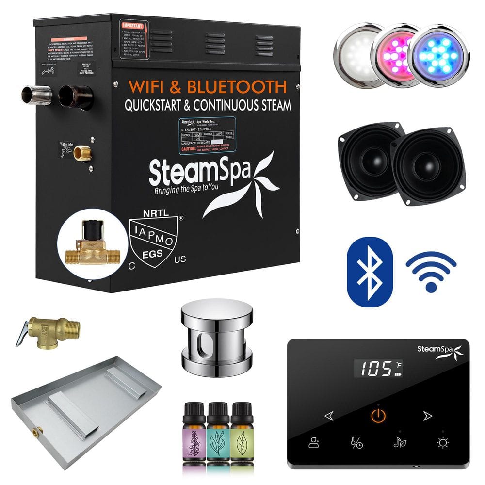 Black Series 7500-Watt Steam Generator with Fully Wireless Remote Bluetooth Wi-Fi and Auto Drain in Polished Chrome price history on PriceWatchPro