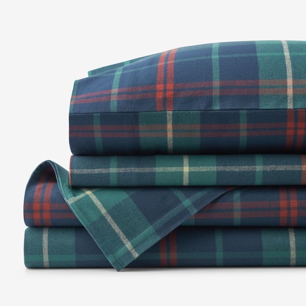 The Company Store Company Cotton Classic Plaid Red/Green Cotton Full Sheet Set