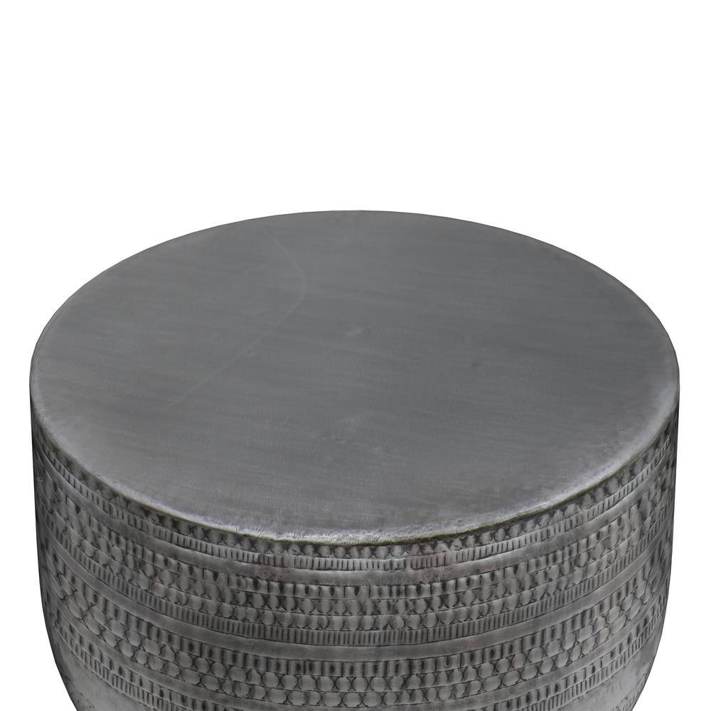 Handcrafted 30" Antique Silver Round Metal Coffee Table