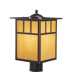 Mission 1-Light Bronze Steel Hardwired Outdoor Weather Resistant Rectangle Post Light with No Bulbs Included