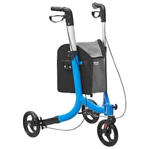 3 Wheels Rollator Walker 260 Lbs. Load Foldable Mobility Rolling Walker with Adjustable Handle, Storage Bag, Blue