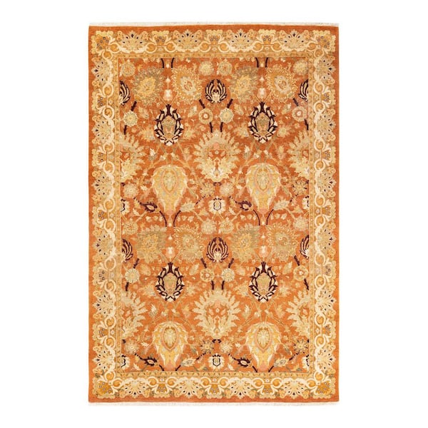 Eclectic 6 ft. x 9 ft. Brown  Floral Wool Indoor Area Rug