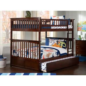 Columbia Bunk Bed Full over Full with Full Size Urban Trundle Bed in Walnut