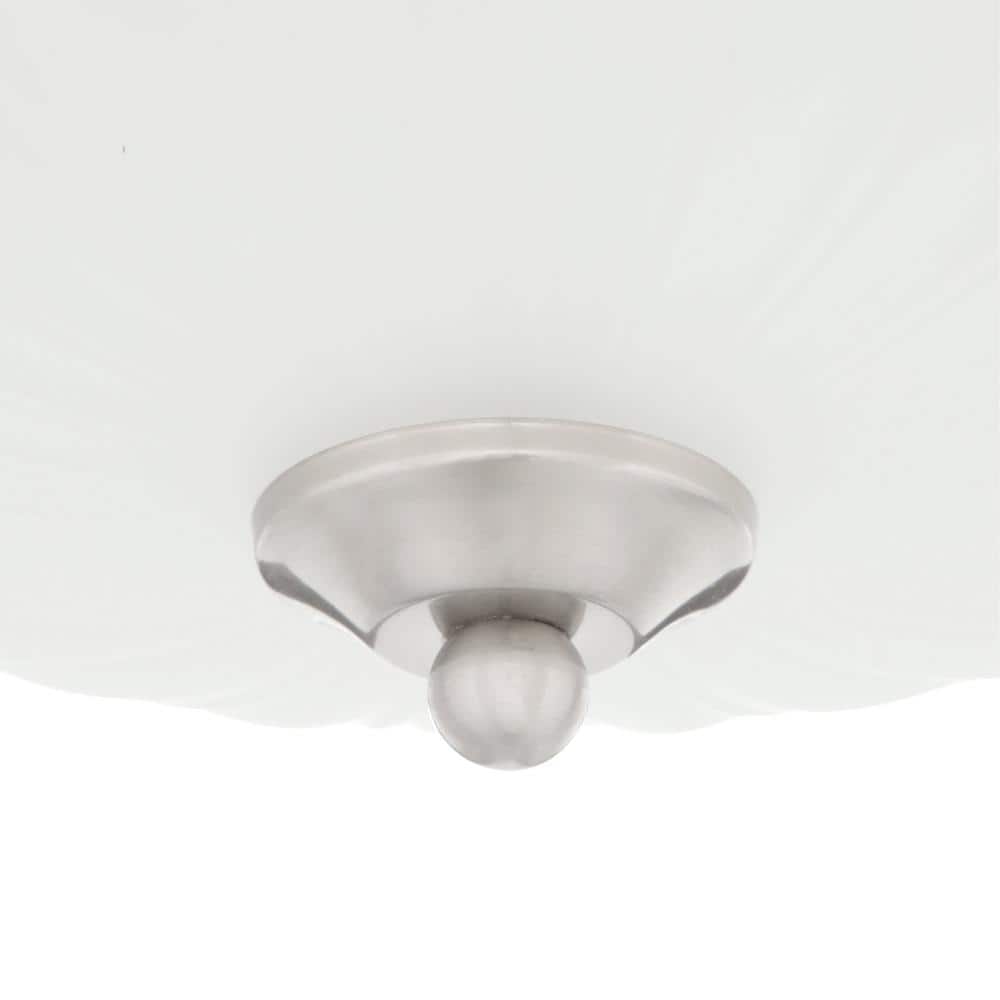 Satin Nickel Frosted Glass 3-Light Flush Mount
