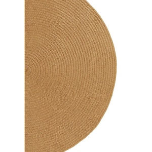 Country Braid Collection Straw Solid 40" x 60" Tri-Circle 100% Polypropylene Reversible Solid Area Rug