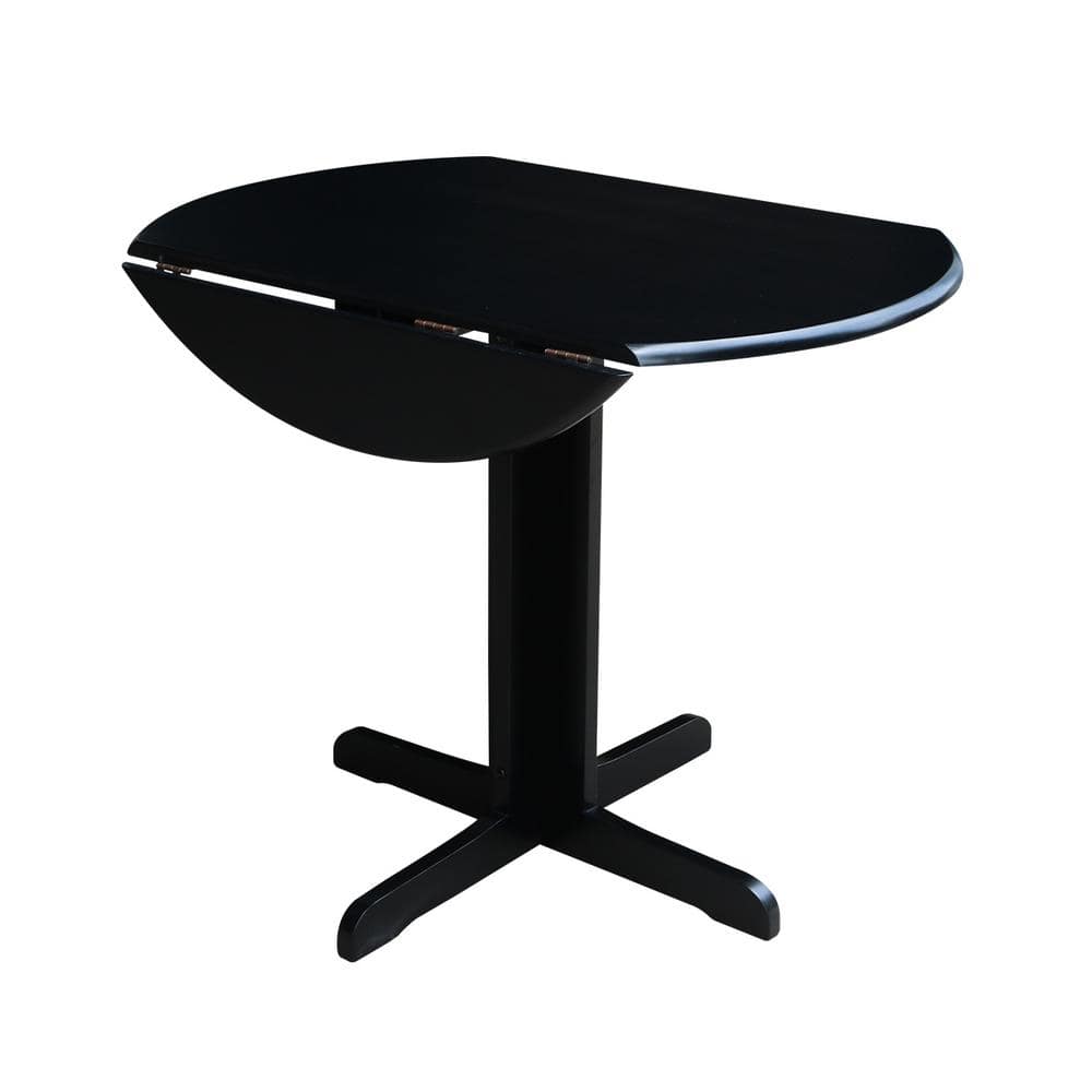 Scandinavian 38" Round Wood Extendable Dining Table in Black