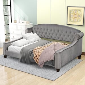 Gray Full Modern Luxury Tufted Button Daybed