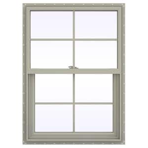 29.5 in. x 41.5 in. V-2500 Series Desert Sand Vinyl Single Hung Window with Colonial Grids/Grilles