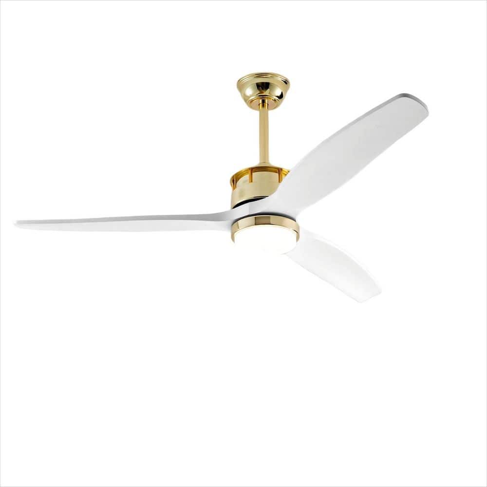 Modern 52 in. Gold 3 Wood Blades Downrod Standard Ceiling Fan with LED Light and Remote Control Included price history on PriceWatchPro