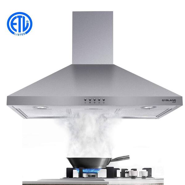 GASLAND Chef 30 in. Wall Mount Range Hood with Aluminum Filters LED Lights and Push Button Control in in Stainless Steel