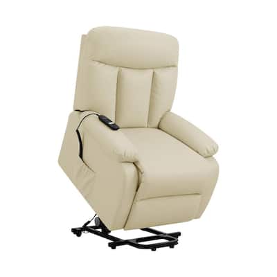 Power Lift Reclining Chair in Off-White Almond Tuff Stuff Fabric