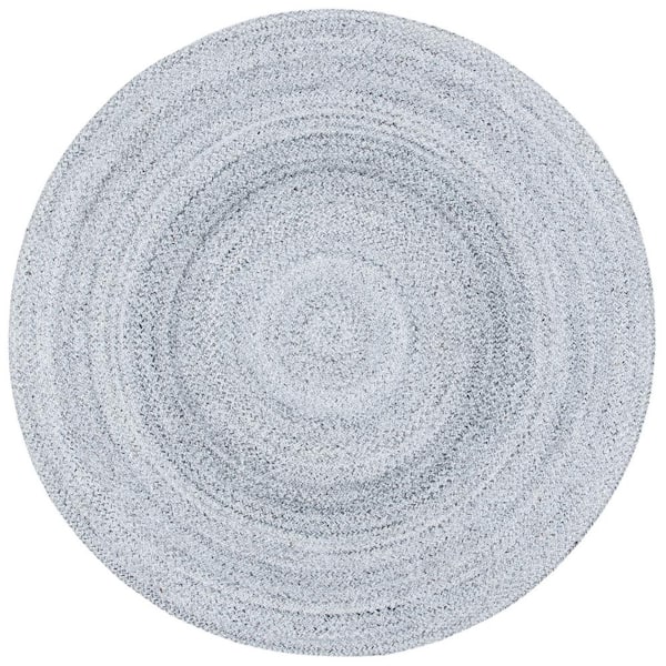 SAFAVIEH Braided Silver 8 ft. x 8 ft. Gradient Solid Color Round Area Rug