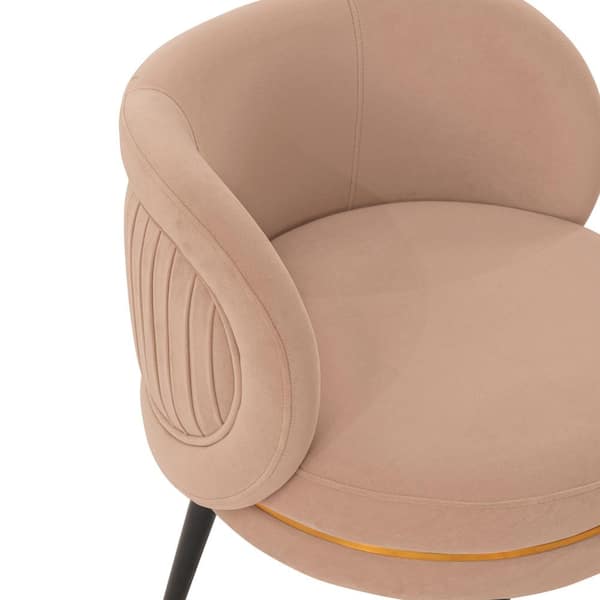 Manhattan Comfort Modern Kaya Pleated Velvet Dining Chair in Nude - Set of 2 Manhattan Comfort Modern Kaya Pleated Velvet Dining Chair in Nude - Set of 2