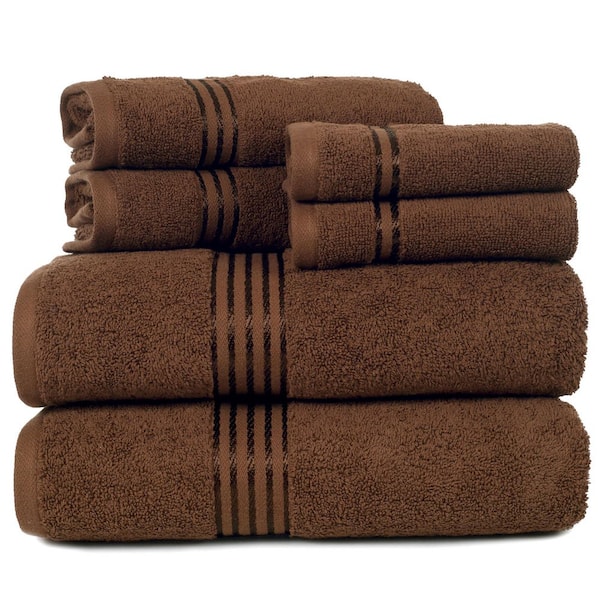 Lavish Home 100% Egyptian Cotton Zero Twist Towel Set in Chocolate