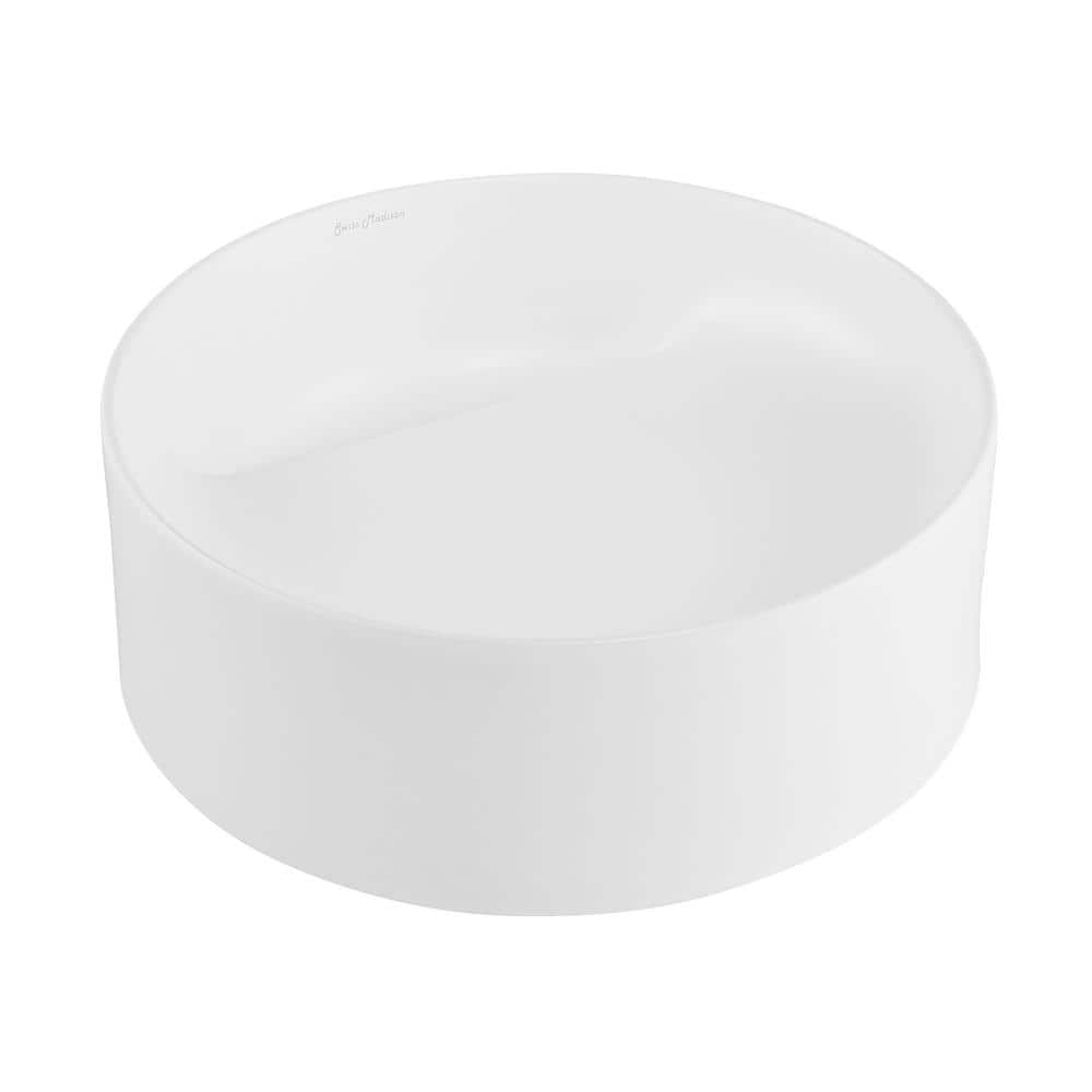 Beau 16.5'' Matte White Ceramic Round Vessel Bathroom Sink