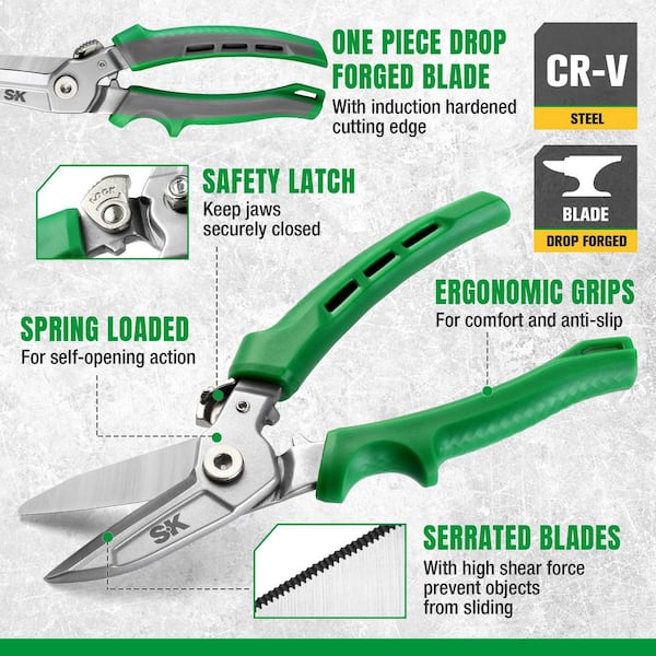 SK SK 8in Drop Forged Shears Aviation Snips SK02401 - The Home Depot