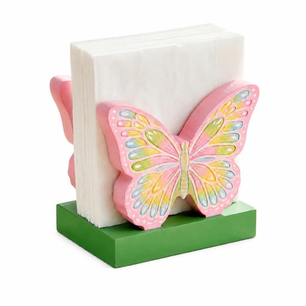 Wooden Butterfly-Shaped Napkin Holder with Spring-Themed Tabletop Design 5.9 x 4.7 x 2.2 in Decoration