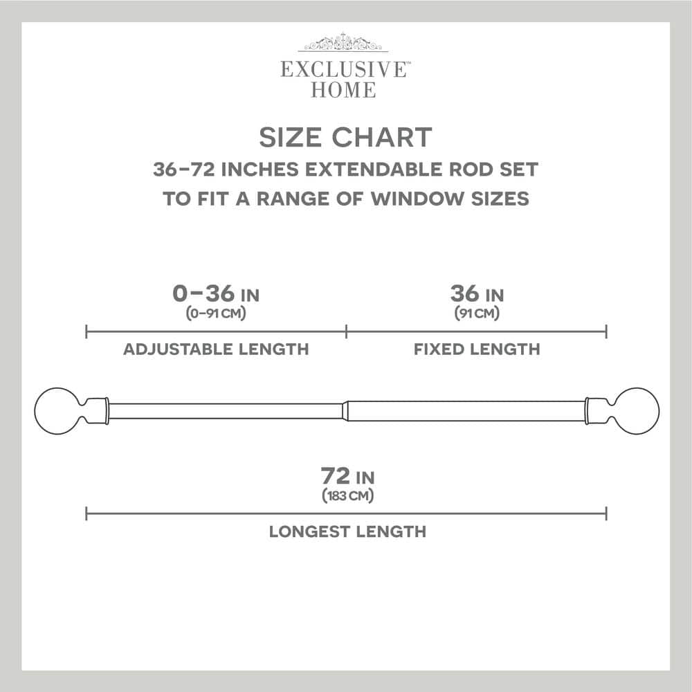 Amalgamated Textiles Exclusive Home Loran 1" Window Curtain Rod and Finial Set, Adjustable