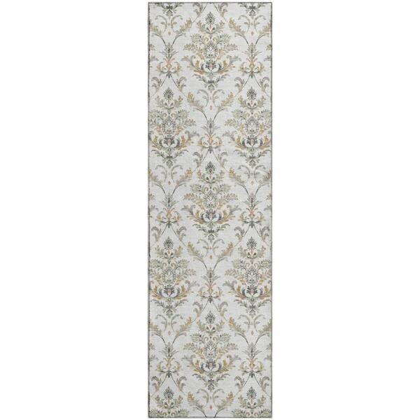Mayfield Premium Machine Washable Abstract AMF2325 Ivory 2 ft. x 7 ft. Runner Rug