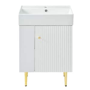 22 in. W. x 12 in. D x 34 in. H Single Sink Freestanding Bath Vanity in White with White Ceramic Top