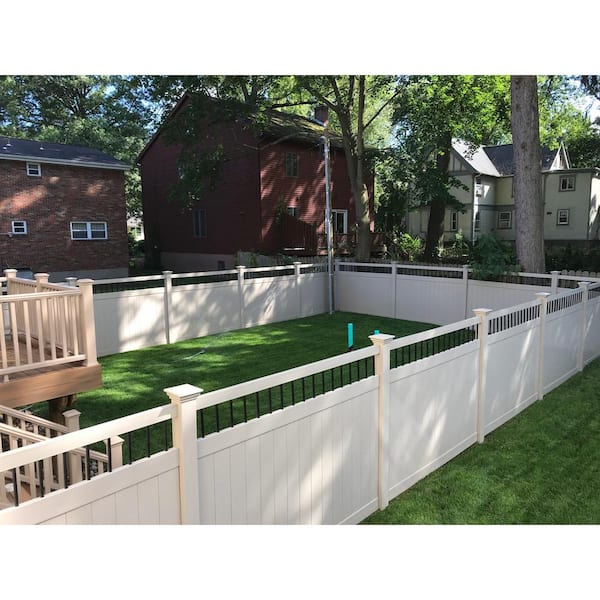 Weatherables 4 in. x 4 in. x 6 ft. Tan Vinyl Fence Line Post