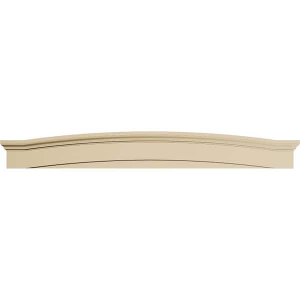 82 in. W x 10-1/2 in. H x 3 in. P Eyebrow Signature Urethane Pediment, Primed Tan