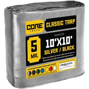 10 ft. x 10 ft. Silver and Black Polyethylene Classic 5 Mil Tarp, Waterproof, UV Resistant, Rip and Tear Proof