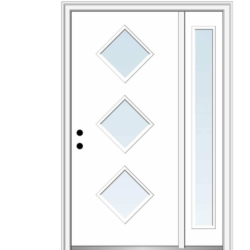 Aveline 48 in. x 80 in. Right-Hand Inswing 3-Lite Clear Low-E Primed Fiberglass Prehung Front Door on 6-9/16 in. Frame price history on PriceWatchPro
