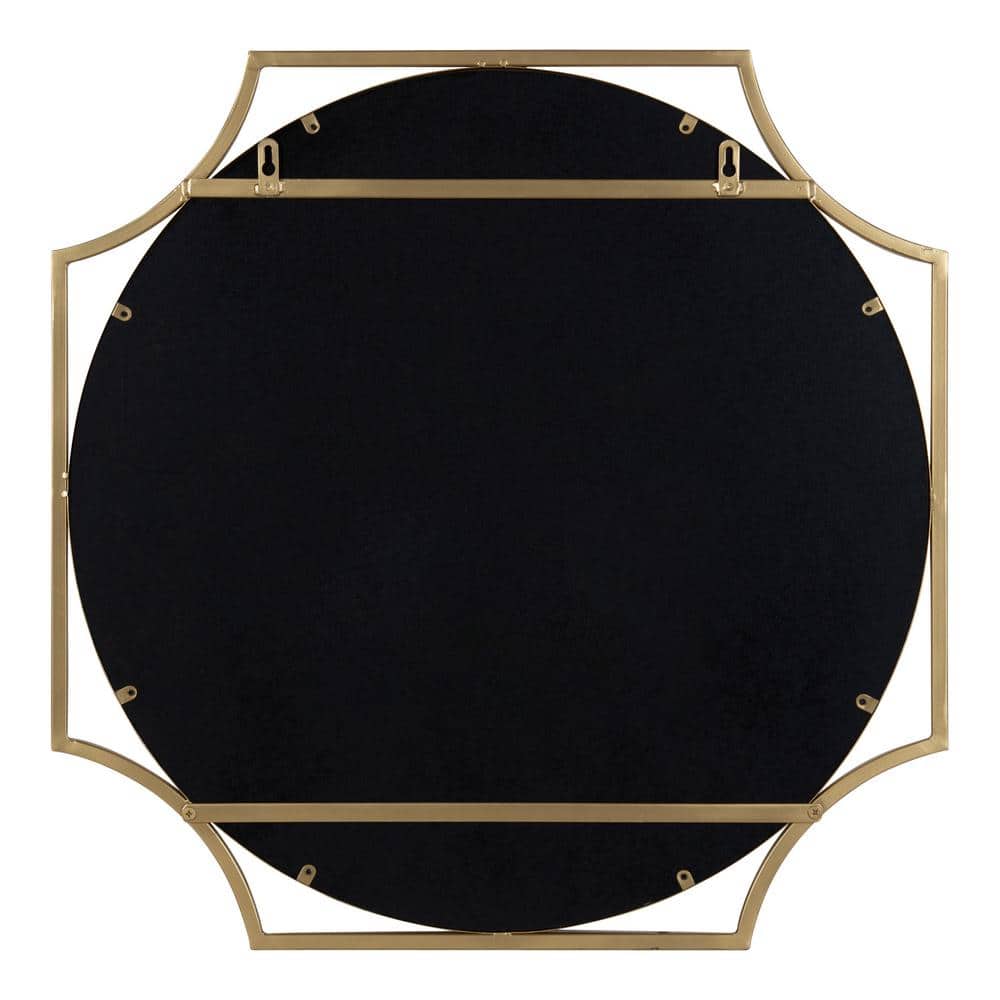 Modern Gold Scallop-Edged 28" Round Wall Mirror