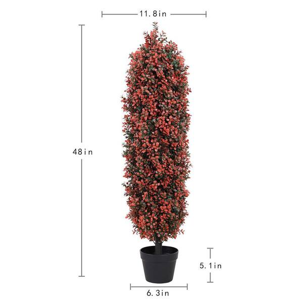 ぱぱ 4 ft. UV Resistant Artificial Boxwood Topiary Trees, Fake