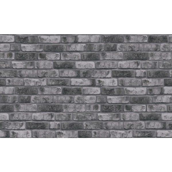 Unbranded Bricks and More Collection Dark Grey Brick Weathered Effect Matte Finish Vinyl on Non-Woven Non-Pasted Wallpaper Sample