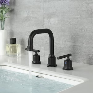 8 in. Widespread Double Handle High Arc Bathroom Faucet in Matte Black