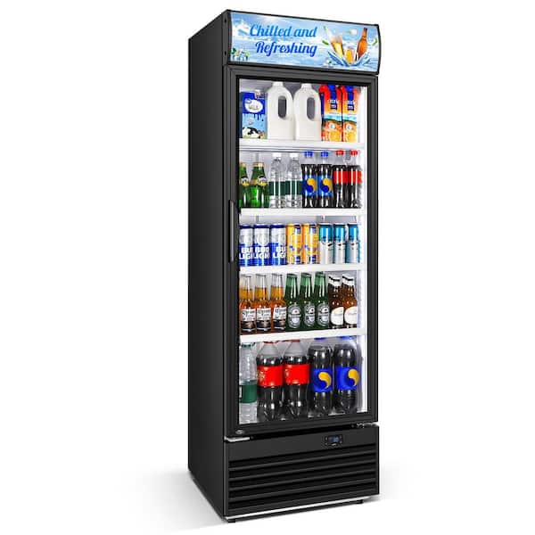 Commercial Beverage Refrigerator 24.5 in. 11.15 cu. ft. Display Fridge with LED Light Adjustable Shelves Stainless Steel