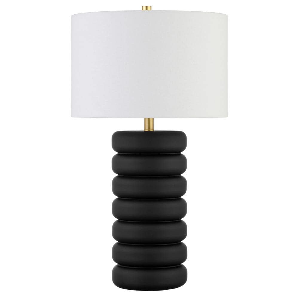 Zelda 25" Glass Bubble Body Table Lamp in Matte Black/Brass