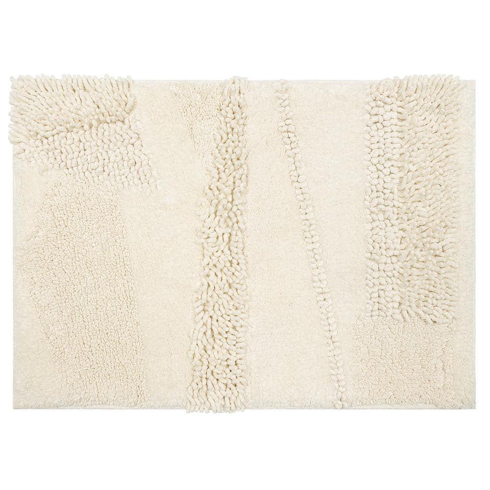 Composition Cotton Color Block Bath Rug - Parchment, 24 x 60 in