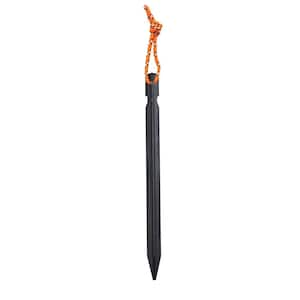 7.2 in. Aluminum Alloy Black Triangular Tent Pegs Stake with Rope for Camping Tent (18-Pack)