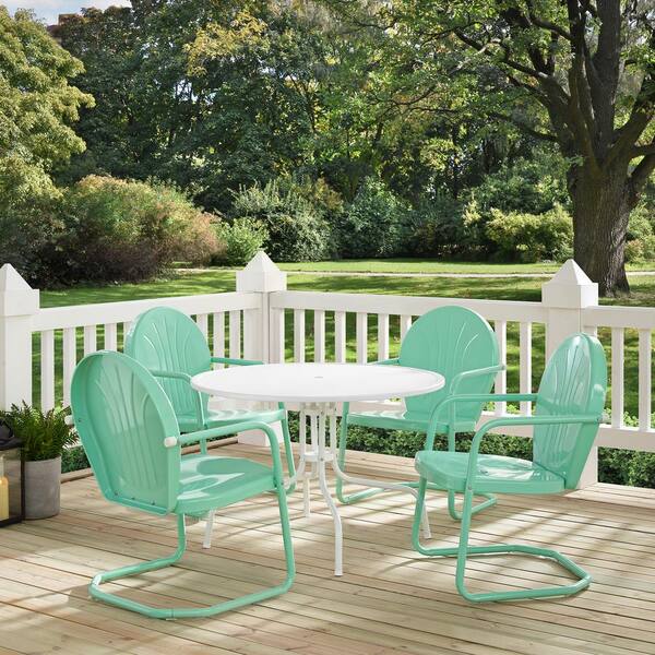 Crosley Griffith Aqua 5 Piece Metal Round Outdoor Dining Set Kod10010aq The Home Depot Crosley Griffith Aqua 5 Piece Metal, Aqua Outdoor Furniture