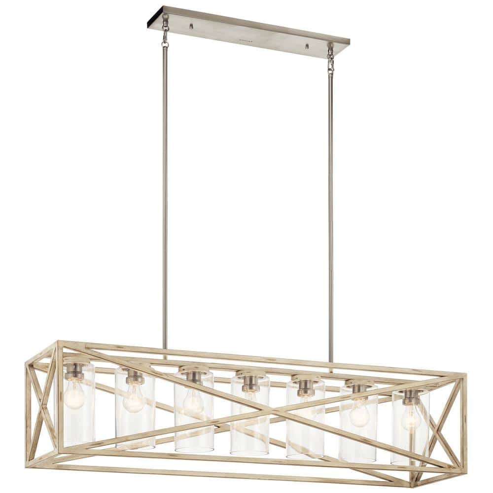 48" Black and White Rustic Farmhouse 7-Light Chandelier