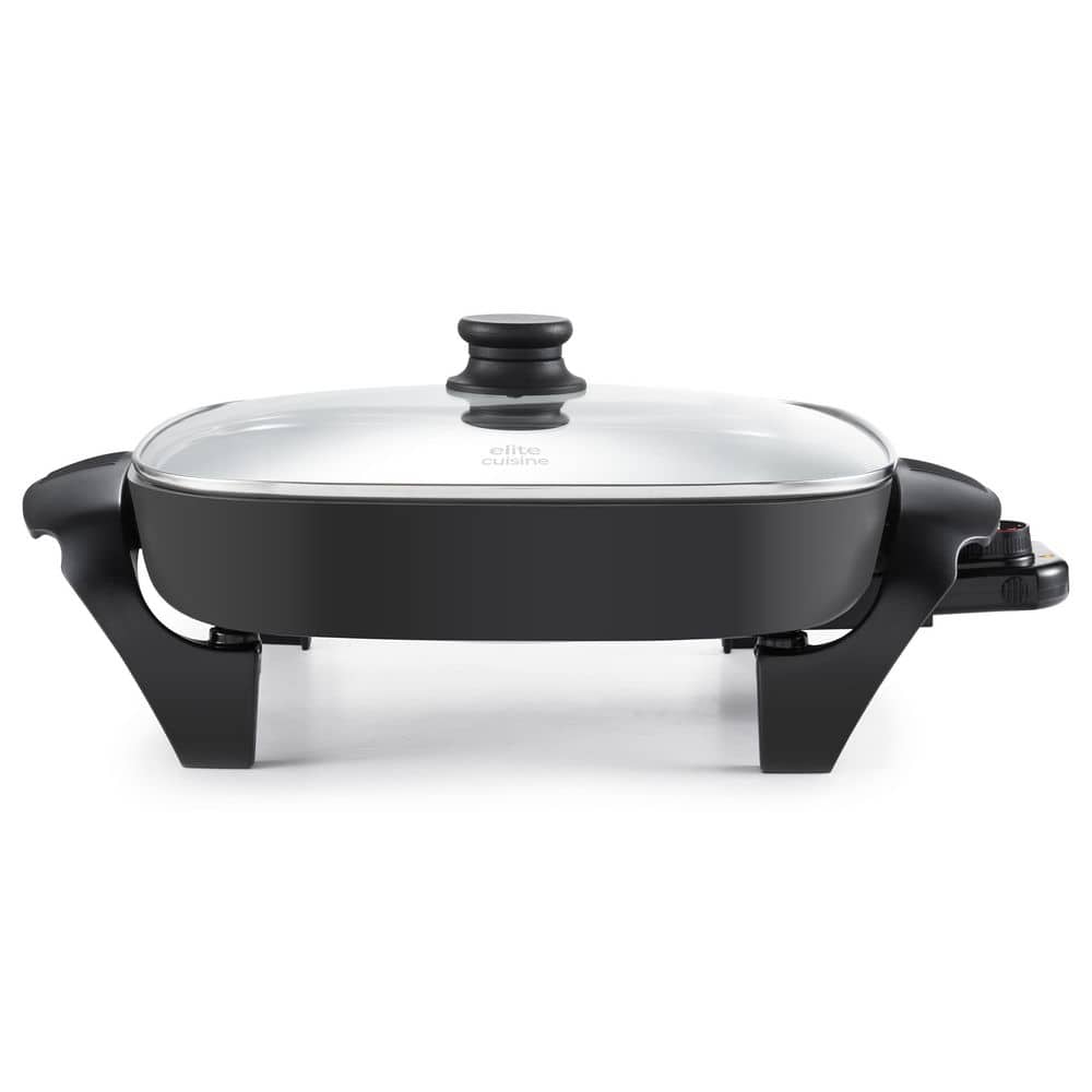 Elite Cuisine EG2621 12 in. Ceramic Electric Skillet with Tempered