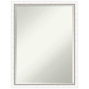 Morgan White Silver 20.25 in. x 26.25 in. Petite Bevel Modern Rectangle Wood Framed Wall Mirror in White