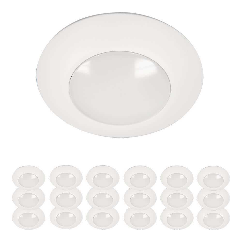 HALO HLCE 4 in. LED Surface Mount Disk Light 60-Watt Equivalent 700lm, 3000K, 18-Pack, Title 20 Compliant