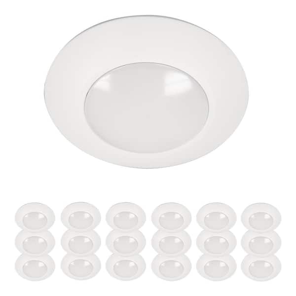 HALO HLCE 4 in. LED Surface Mount Disk Light 60-Watt Equivalent 700lm, 3000K, 18-Pack, Title 20 Compliant