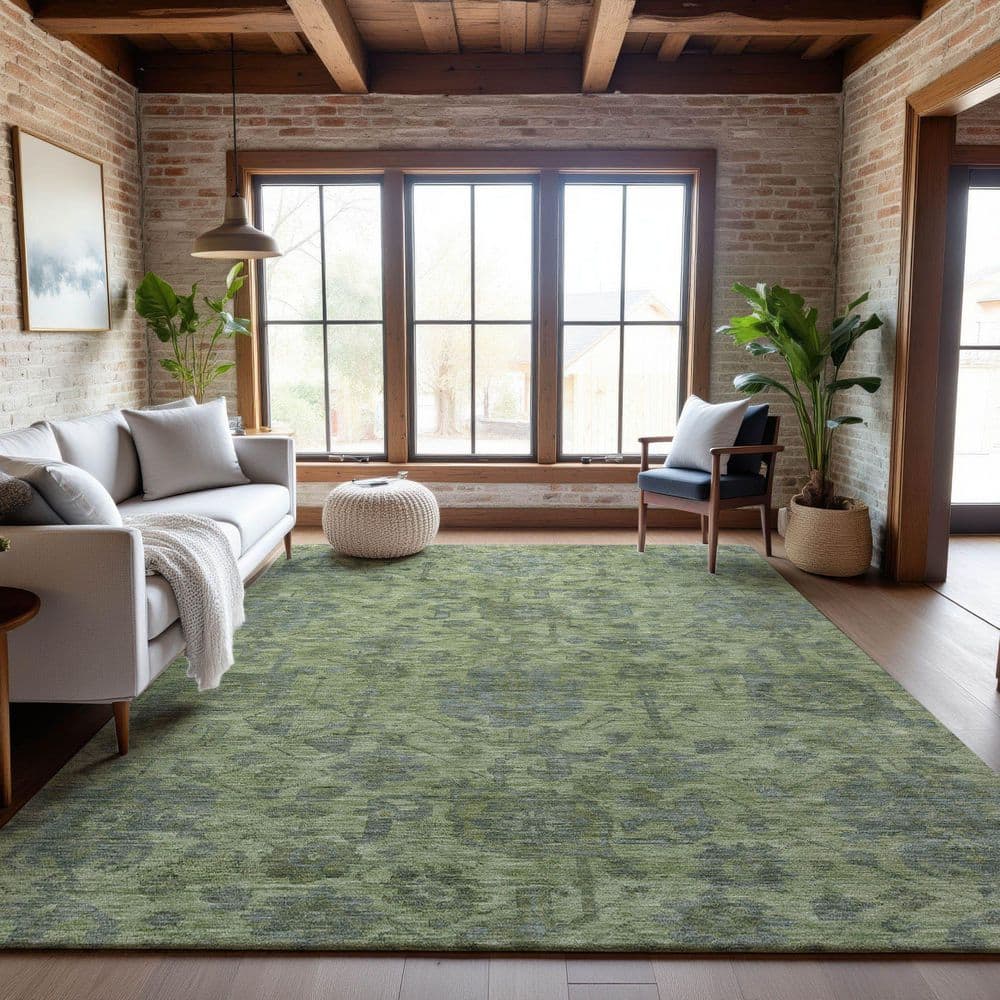 Mayfield Premium Machine Washable Abstract AMF1105 Aloe 5 ft. x 7 ft. 6 in. Area Rug price history on PriceWatchPro
