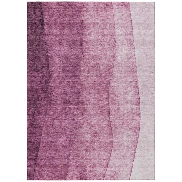 Merlot, Blush, Pink 10 ft. x 14 ft. Woven Abstract Polyester Rectangle Indoor / Outdoor Area Rug