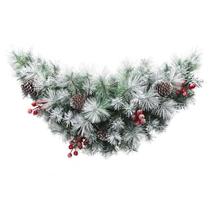 3 ft. L Pre-Lit Pinecones and Red Berries Artificial Christmas Swag with 50 Warm White Lights and Timer