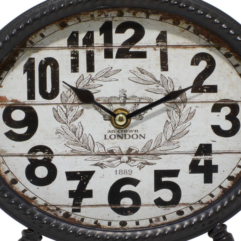 Vintage Black and White Iron Ring Top Desk Clocks, Set of 4