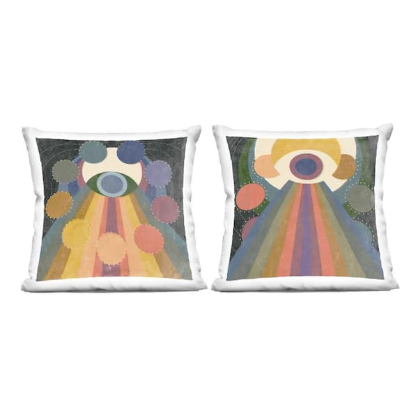 Stupell Industries Spiritual Eye Boho Shapes Multi-Color Geometric Polyester 18 in. X 18in. Throw Pillow, Set of 2
